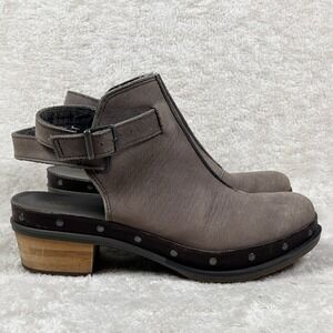 Chaco Cataluna Clog Womens Size 8.5 Gray Leather Studded Nickel Taupe Bootie